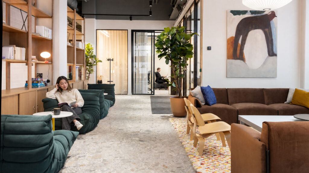 Contemporary common areas at Noli Otaniemi designed for everyday living and work.