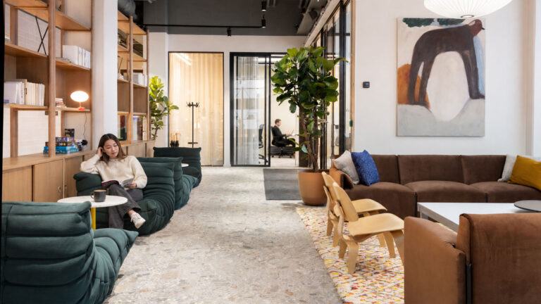 Contemporary common areas at Noli Otaniemi designed for everyday living and work.